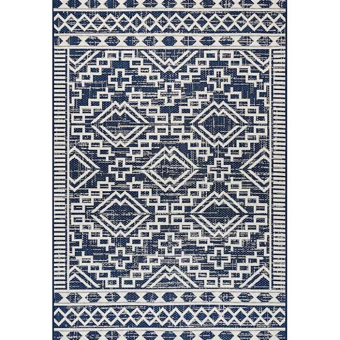 Online Kirklands Home Cammie Blue Moroccan Tribal Outdoor Rug, 5x8