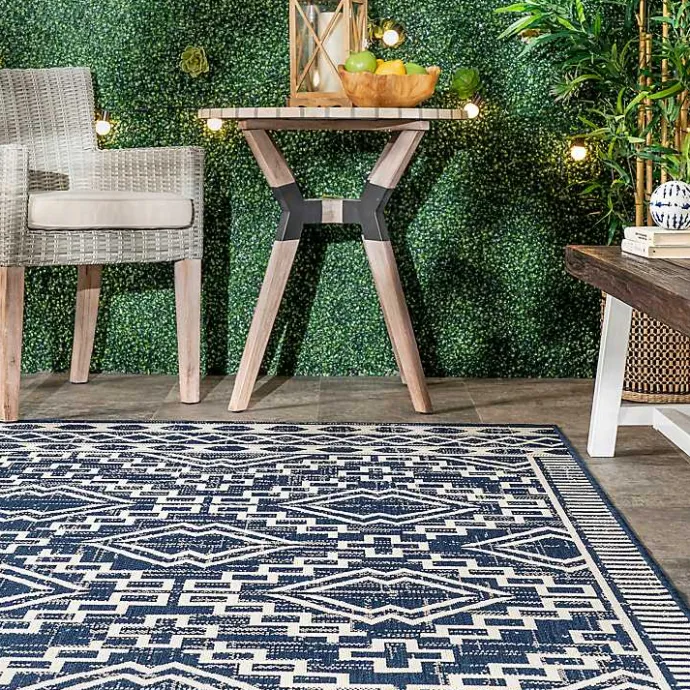 Online Kirklands Home Cammie Blue Moroccan Tribal Outdoor Rug, 5x8