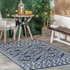 Kirklands Home Cammie Blue Moroccan Tribal Outdoor Rug, 8x10