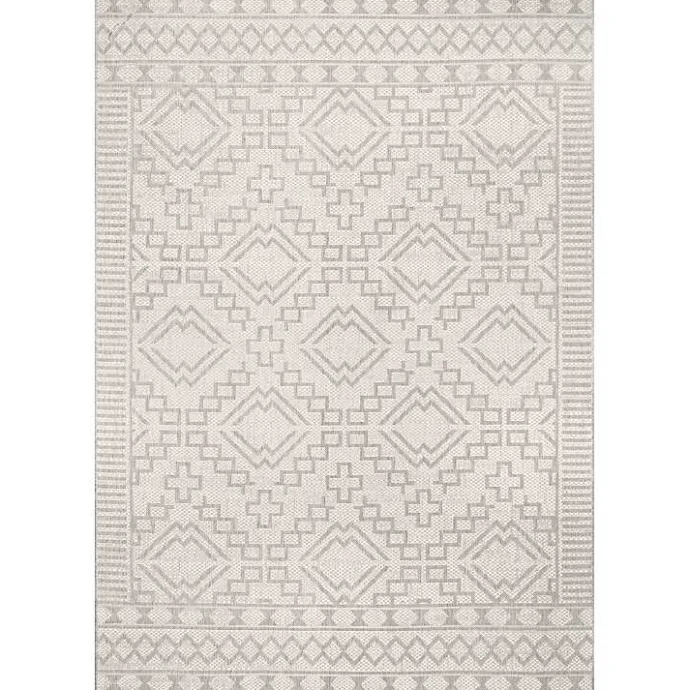 New Kirklands Home Cammie Gray Moroccan Geometric Outdoor Rug, 5x8