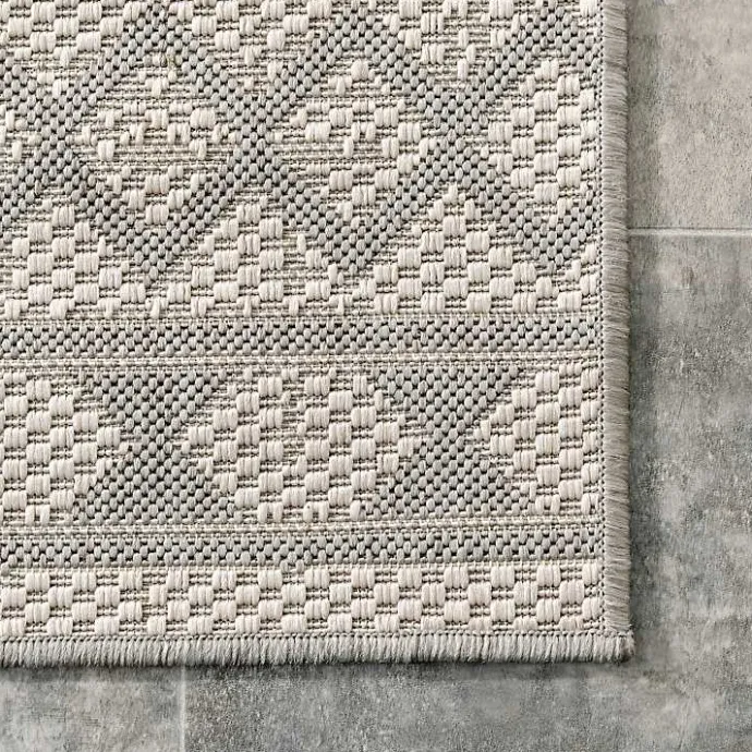 New Kirklands Home Cammie Gray Moroccan Geometric Outdoor Rug, 5x8