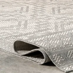 Hot Kirklands Home Cammie Gray Moroccan Geometric Outdoor Rug, 8x10