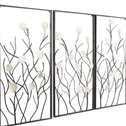 Hot Kirklands Home Capiz Flowers Metal Wall Plaques, Set of 3
