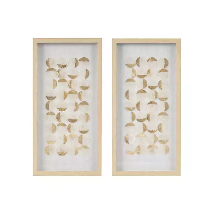 Hot Kirklands Home Capiz Shells Emblem Framed Wall Plaques, Set of 2