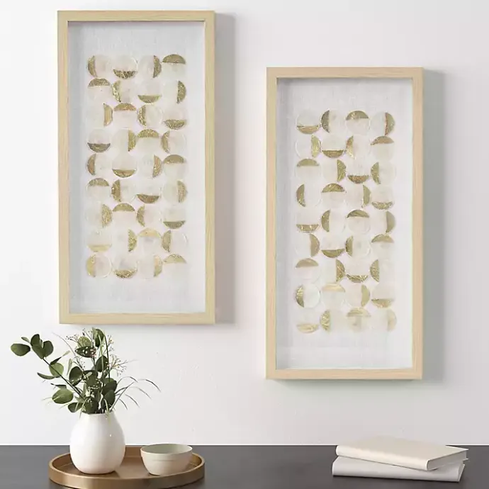 Hot Kirklands Home Capiz Shells Emblem Framed Wall Plaques, Set of 2