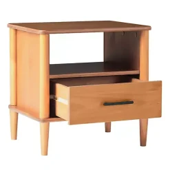 Discount Kirklands Home Caramel Wood Cubby Nightstand Brown
