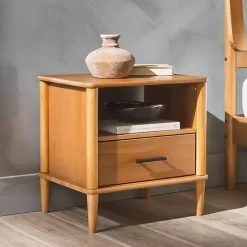 Discount Kirklands Home Caramel Wood Cubby Nightstand Brown