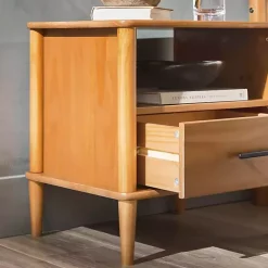 Discount Kirklands Home Caramel Wood Cubby Nightstand Brown