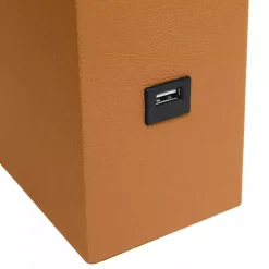 Clearance Kirklands Home Caramel Faux Leather Charging Table Lamp Tan