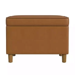 New Kirklands Home Caramel Faux Leather Storage Ottoman Brown