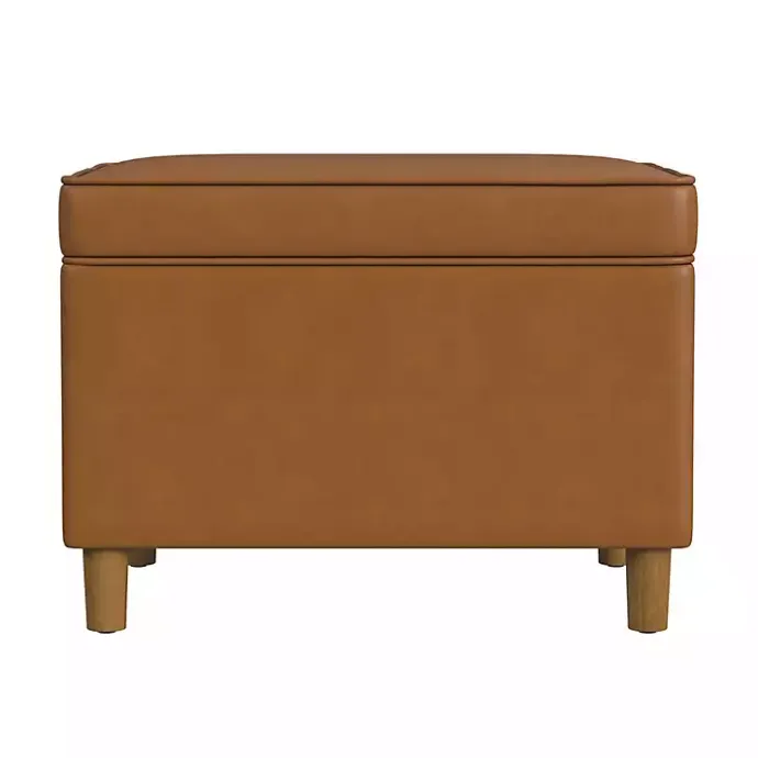 New Kirklands Home Caramel Faux Leather Storage Ottoman Brown
