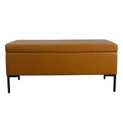 Hot Kirklands Home Caramel Vegan Leather Storage Bench Brown