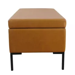 Hot Kirklands Home Caramel Vegan Leather Storage Bench Brown