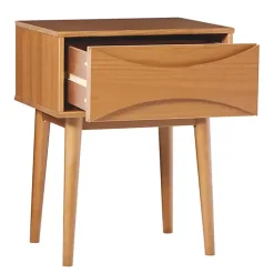 Discount Kirklands Home Caramel Wood Mid-Century Modern Nightsd Tan