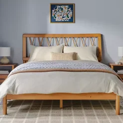Hot Kirklands Home Caramel Wood Spindle Headboard Queen Bed Brown