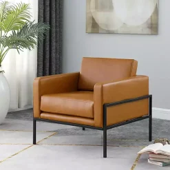 Outlet Kirklands Home Carmel Vegan Leather Club Accent Chair Brown