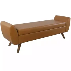 Hot Kirklands Home Carmel Vegan Leather Storage Bench Brown