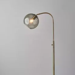 Best Kirklands Home Carmen Smoked Swirled Glass Floor Lamp Gray