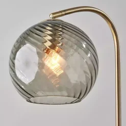 Best Kirklands Home Carmen Smoked Swirled Glass Floor Lamp Gray