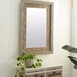 Hot Kirklands Home Carved Floral Mango Wood Mirror