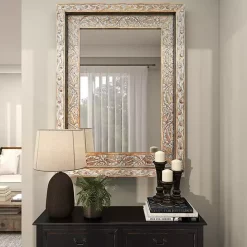 Hot Kirklands Home Carved Floral Mango Wood Mirror
