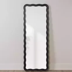 Kirklands Home Catorina Black Wavy Leaner Mirror