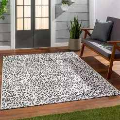Sale Kirklands Home Cauli Leopard Print Outdoor Rug, 4x5 Black
