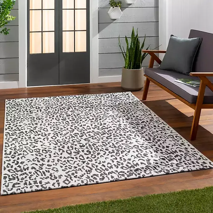 Discount Kirklands Home Cauli Leopard Print Outdoor Rug, 7x10 Black