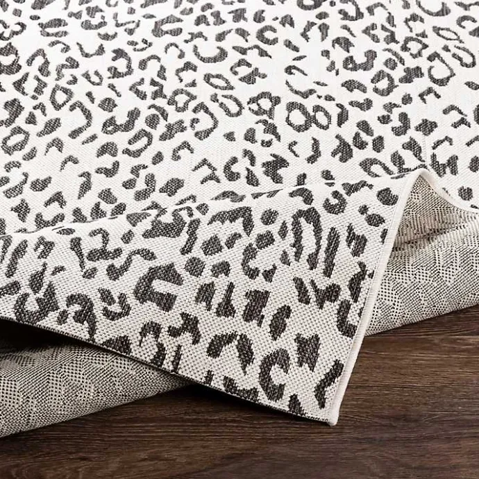 Discount Kirklands Home Cauli Leopard Print Outdoor Runner Rug, 2x10 Black