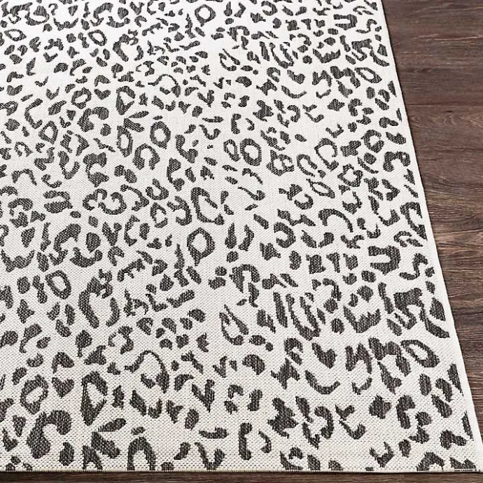 Discount Kirklands Home Cauli Leopard Print Outdoor Runner Rug, 2x10 Black