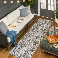 Sale Kirklands Home Cauli Leopard Print Outdoor Runner Rug, 2x12 Black