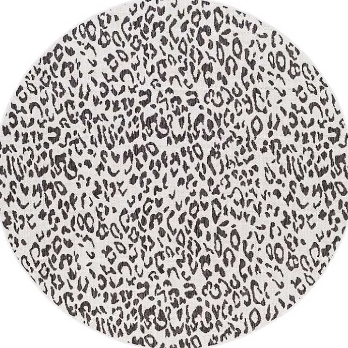 Discount Kirklands Home Cauli Leopard Print Round Outdoor Rug, 7 ft. Black