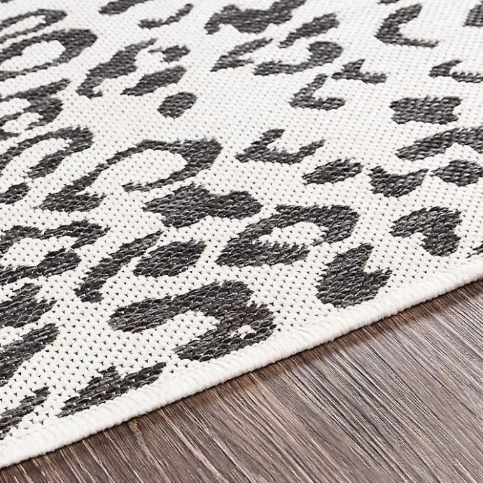 Discount Kirklands Home Cauli Leopard Print Round Outdoor Rug, 7 ft. Black