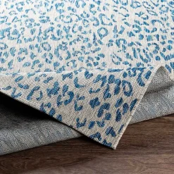 Sale Kirklands Home Cauli Leopard Print Round Outdoor Rug, 6 ft. Blue