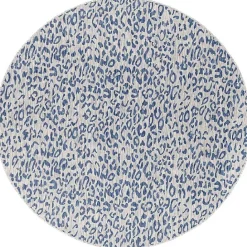 New Kirklands Home Cauli Leopard Print Round Outdoor Rug, 7 ft. Blue