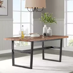 Sale Kirklands Home Cedar Wood and Black Metal Dining Table Brown