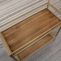 Hot Kirklands Home Celeste Gold Metal and Wood Bar Cart