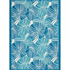 Clearance Kirklands Home Cerulean Botanical Shells Outdoor Area Rug, 5x7