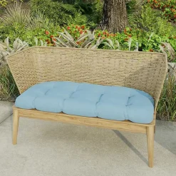Sale Kirklands Home Chambray French Outdoor Wicker Settee Cushion Blue