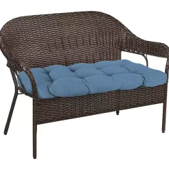 Sale Kirklands Home Chambray French Outdoor Wicker Settee Cushion Blue