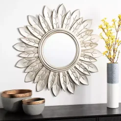 Sale Kirklands Home Champagne Gold Round Flower Alba Wall Mirror
