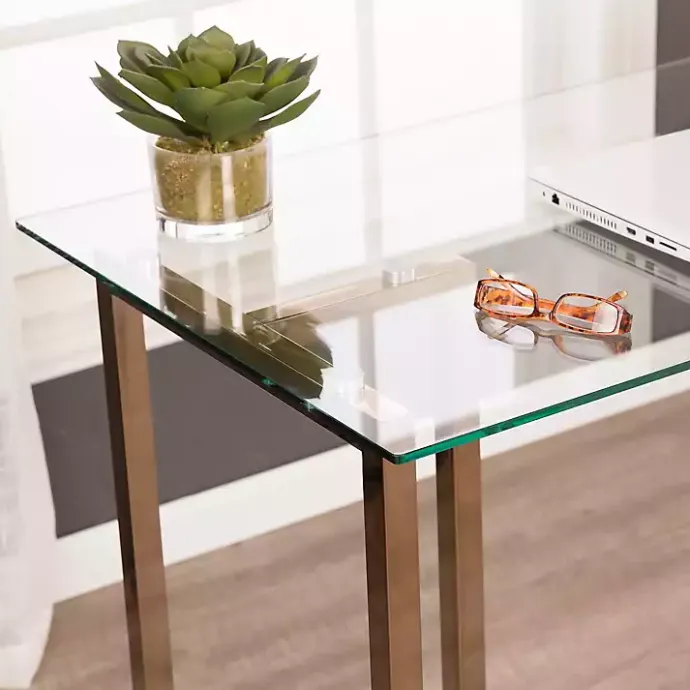 New Kirklands Home Champagne Iron and Glass Desk Gold