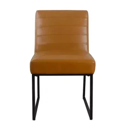 New Kirklands Home Channeled Carmel Leather Dining Chair Brown