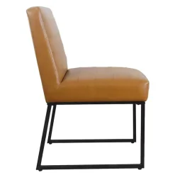 New Kirklands Home Channeled Carmel Leather Dining Chair Brown