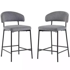 Online Kirklands Home Charcoal and Black Curved Counter Stools, Set of 2 Gray