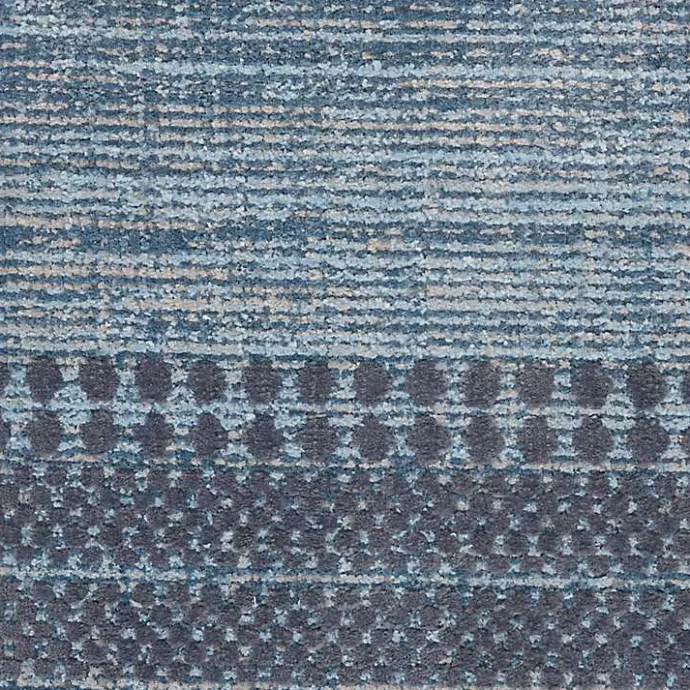 New Kirklands Home Charcoal and Blue Stripes Fringe Area Rug, 7x10