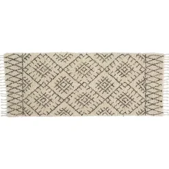 Discount Kirklands Home Charcoal and Ivory Linear Fringe Runner, 2x6