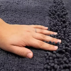 Sale Kirklands Home Charcoal Asymmetrical Cotton Bath Mat Gray