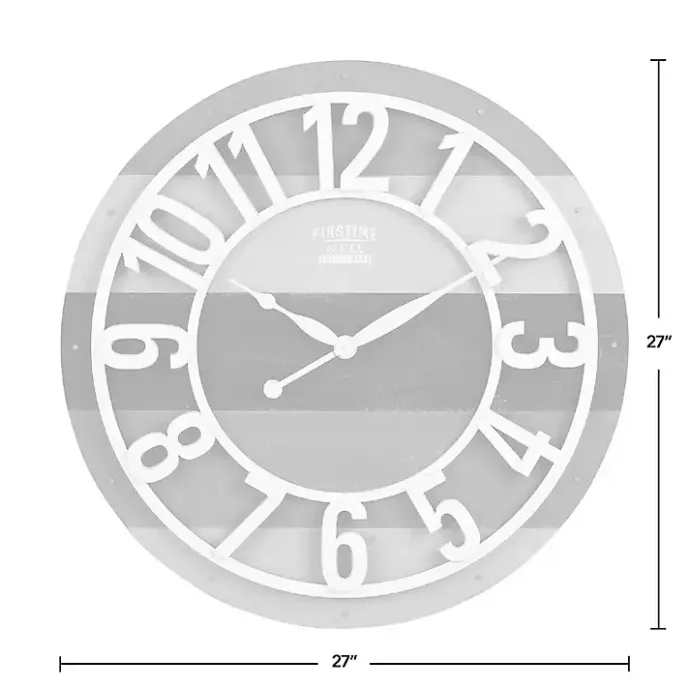 Kirklands Home Charcoal and White Plank Wall Clock Gray