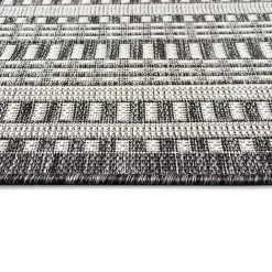 Best Kirklands Home Charcoal Linear Macy Indoor/Outdoor Area Rug, 4x7 Black